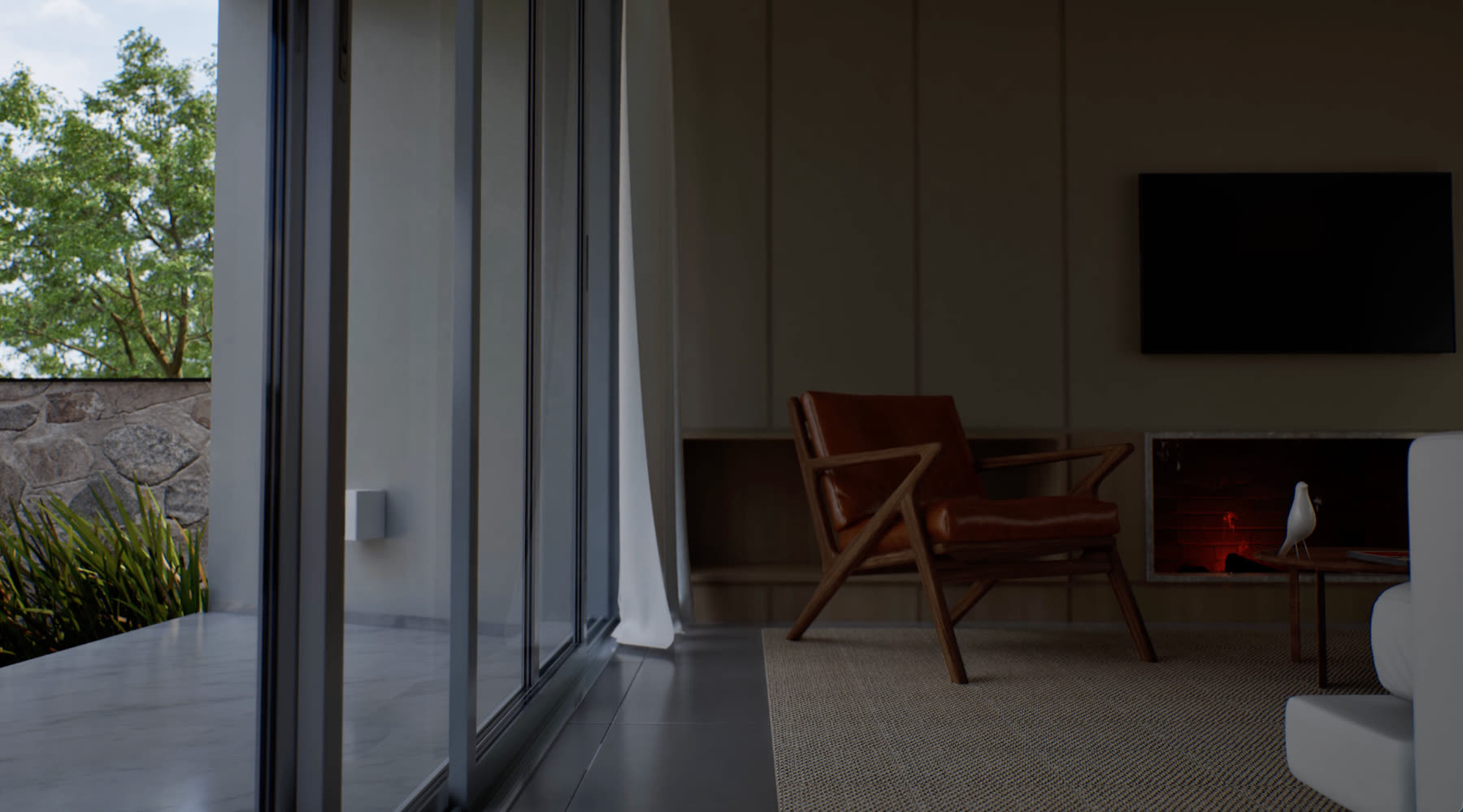 A rendered room used in an interactive buyer experience
